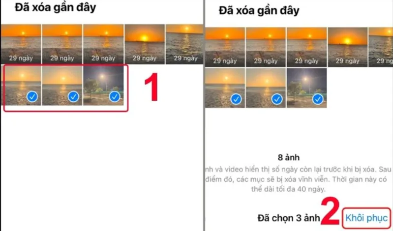 Khôi phục ảnh đã xoá trên iPhone từ album Đã xóa gần đây là phương pháp nhanh chóng và đơn giản nhất.
